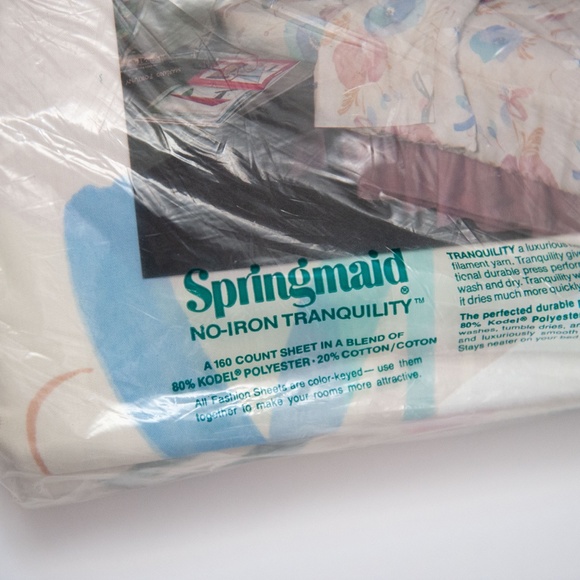 Full Flat Sheet | Vintage 80s Springmaid "Silk Poppies" Floral Percale - Picture 5 of 6